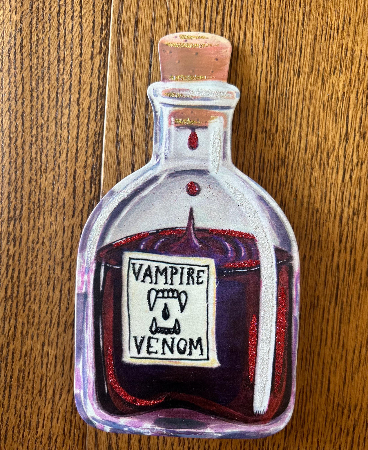 Halloween Potion Bottles Metal Stakes with Easels Black, Purple, Orange, and Yellow with her Frog Roundtop Collection
