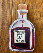 Load image into Gallery viewer, Halloween Potion Bottles Metal Stakes with Easels Black, Purple, Orange, and Yellow with her Frog Roundtop Collection
