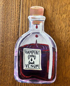 Halloween Potion Bottles Metal Stakes with Easels Black, Purple, Orange, and Yellow with her Frog Roundtop Collection