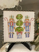 Load image into Gallery viewer, Nutcrackers in Blue, White, &amp; Green Topiary Mini Print
