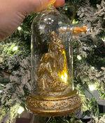 Load image into Gallery viewer, Christmas LED Glass Nativity &amp; Gold Cloche Ornament Set of 2
