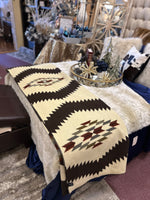 Load image into Gallery viewer, Aztec Sahara Black, Rust, Turquoise Blue Blanket
