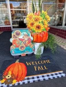 Fall/Halloween: Sunflowers Yellow, Orange, & Green Metal Stake