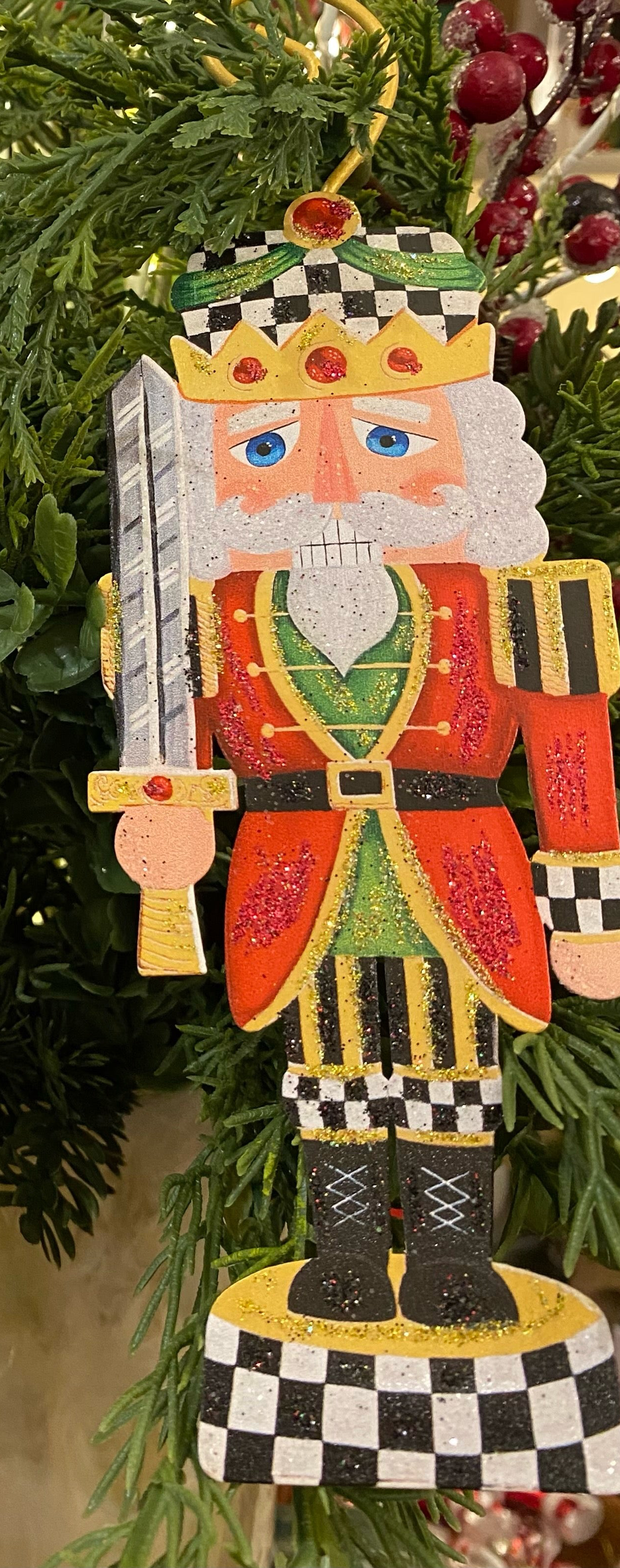 Checkered Nutcracker Metal Ornament
