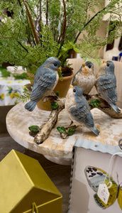Blue Birds on a Wood Branch Resin Accessories