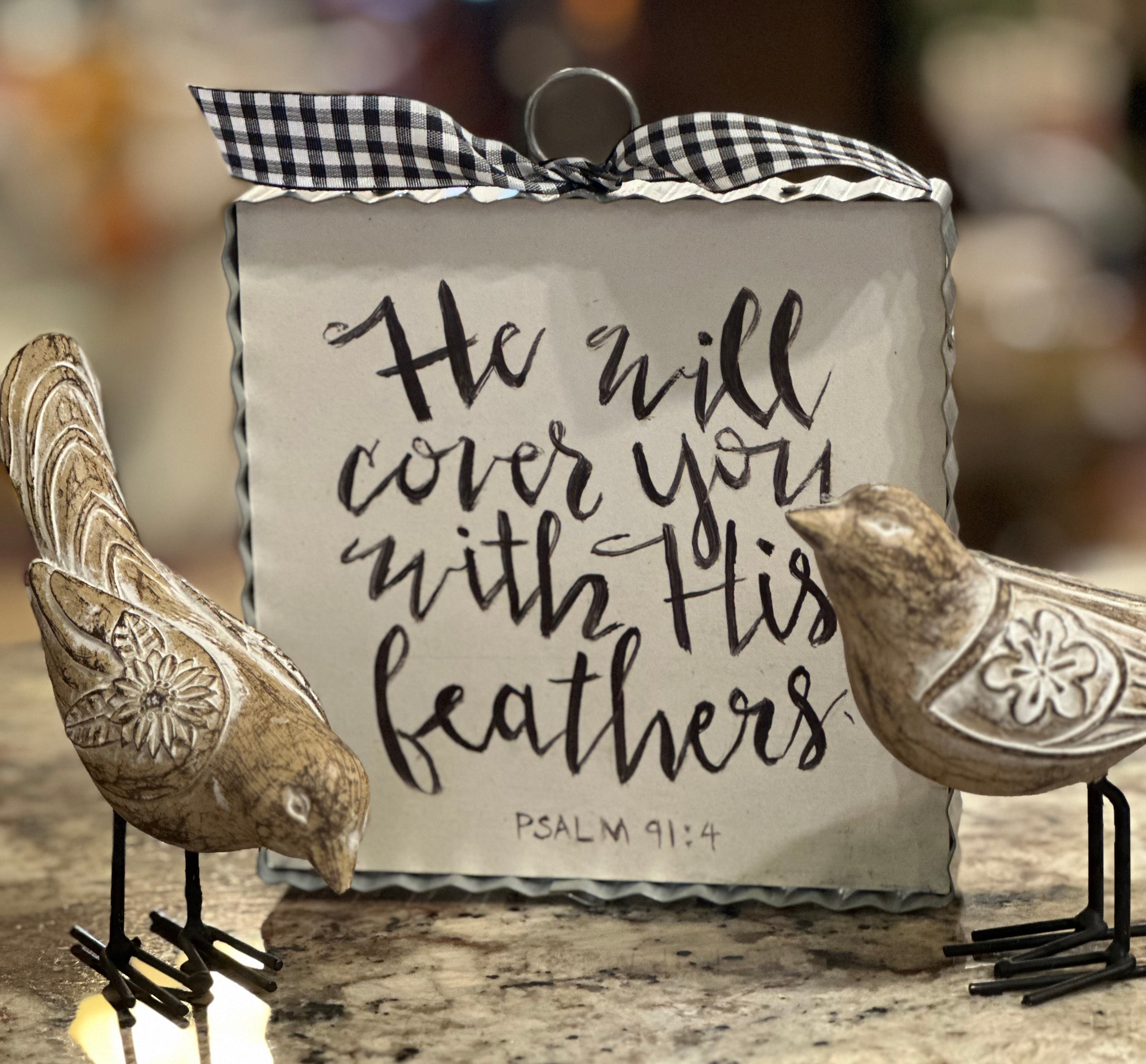 He will cover you with His Feathers Psalm 91:4 Mini Print