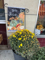 Load image into Gallery viewer, Give Thanks Pumpkins Outdoor Flag Small Black White, and Orange Plaid Border (Copy)

