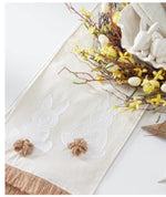 Load image into Gallery viewer, Linen Look Emroidered Fringed Bunny Table Runner
