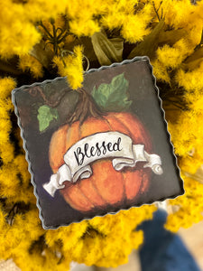 Blessed Pumpkin Mini Print with Galvanized Frame