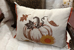 Load image into Gallery viewer, Warm Harvest Gold, Orange &amp; Brown Pumpkin Fall Sunflower Pillow

