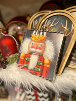 Load image into Gallery viewer, Christmas Nutcracker White Hair &amp; Beard Mini Print with Galvanized Frame
