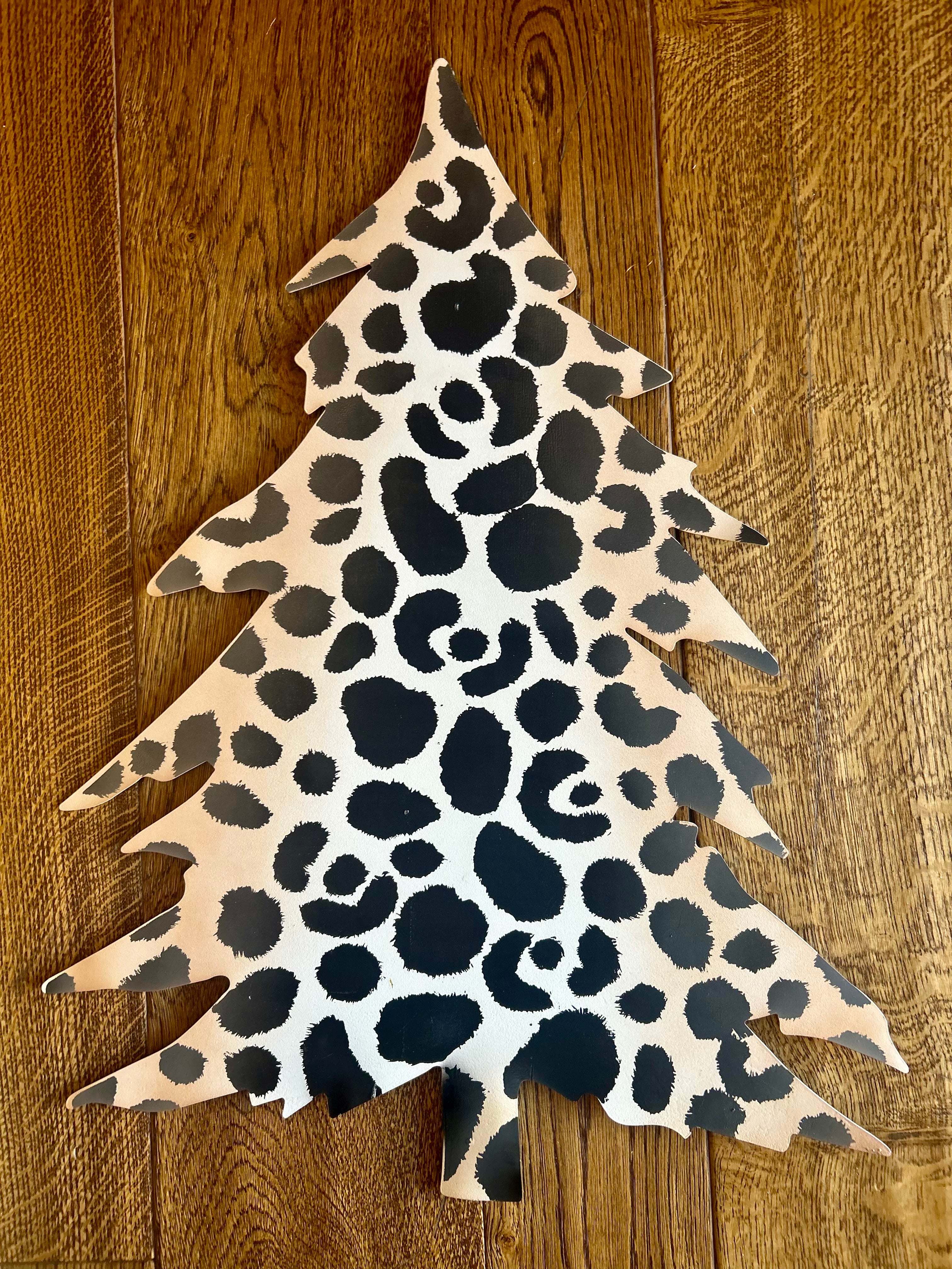 Leopard Christmas Trees Set of 3 Metal Outdoor Stakes