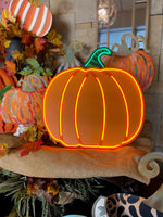 Load image into Gallery viewer, New! Neon Light Up Orange Pumpkin with Easel &amp; Stake
