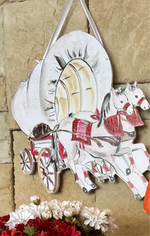Load image into Gallery viewer, Sooner Wagon Door Hanger with Shimmering Finish
