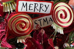 Load image into Gallery viewer, Small Metal Red &amp; Lime Green Metal Lollipop Stake
