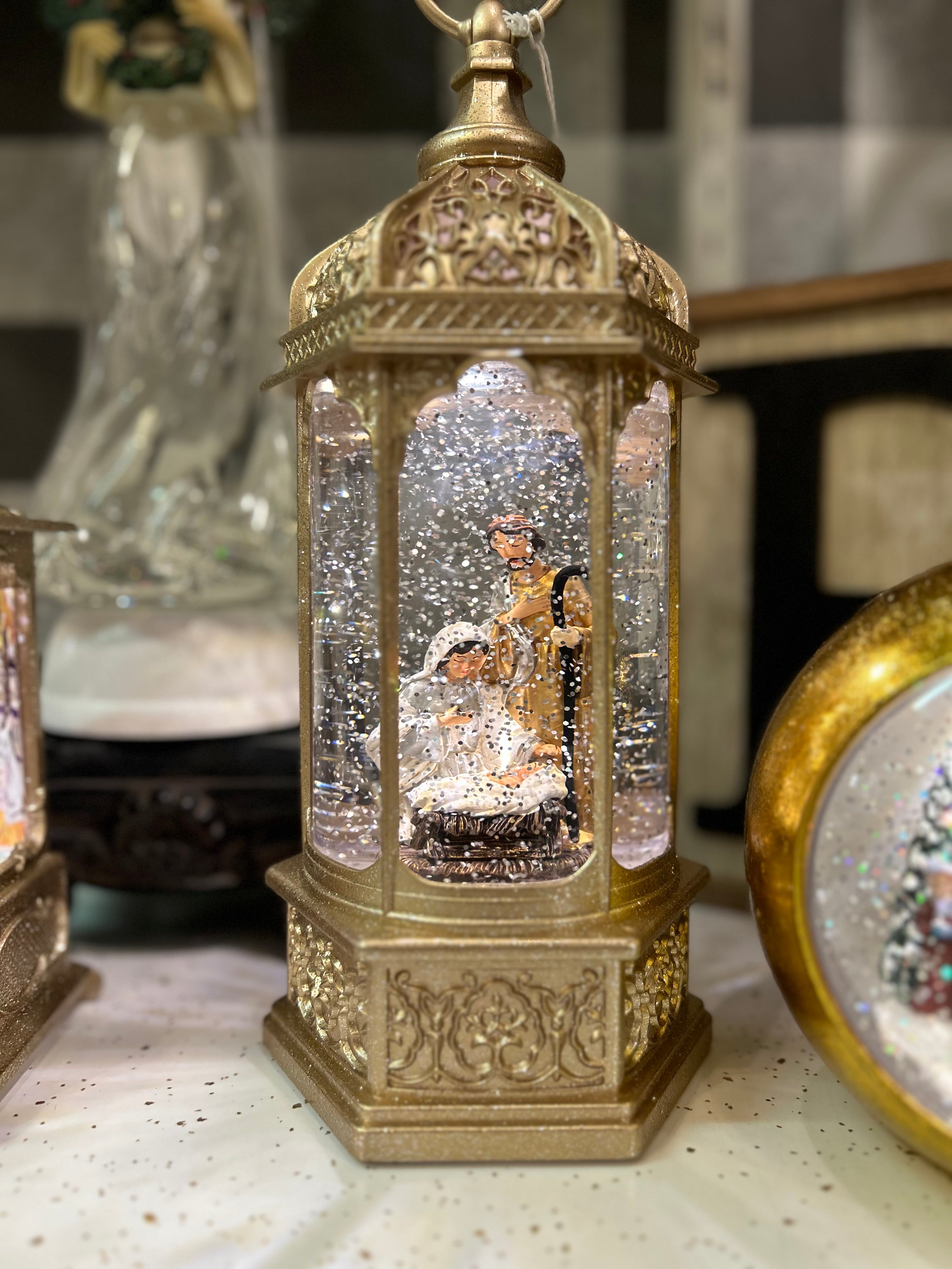 Gold Holy Family Ornate Snow Globe