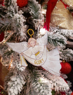 Load image into Gallery viewer, Angel White and Gold Glory Metal Ornament
