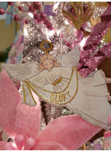 Angel White and Gold Glory Metal Ornament