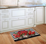 Load image into Gallery viewer, Red Geraniums with Black White Stripe Door Mat Outdoor
