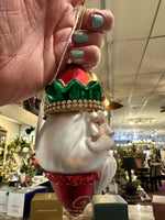 Load image into Gallery viewer, Red Santa with Bling Blown Glass Ornament Mark Roberts
