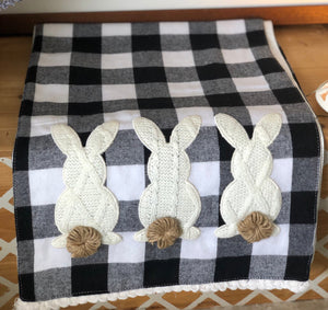 Black & White Check Bunny Table Runner