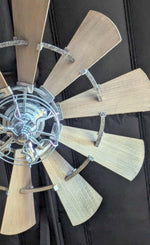Load image into Gallery viewer, Quorum 52” 95210-9 Galvanized Windmill Indoor Ceiling Fan Silver Finish
