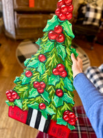 Load image into Gallery viewer, Christmas Tree Red &amp; Green Metal Stake 30” height
