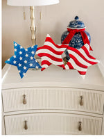 Load image into Gallery viewer, Americana: 3 Stars Red, White, Blue Metal Stake with Easel
