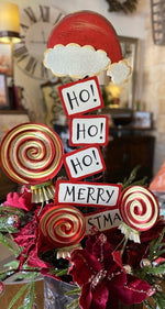 Load image into Gallery viewer, Hohoho with Santa Hat Metal Stake Outdoor or Indoor Christmas Merry Christmas
