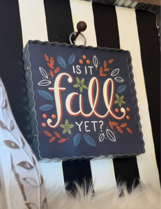 Is It Fall Yet Mini Print in Navy Background with Galvanized Frame
