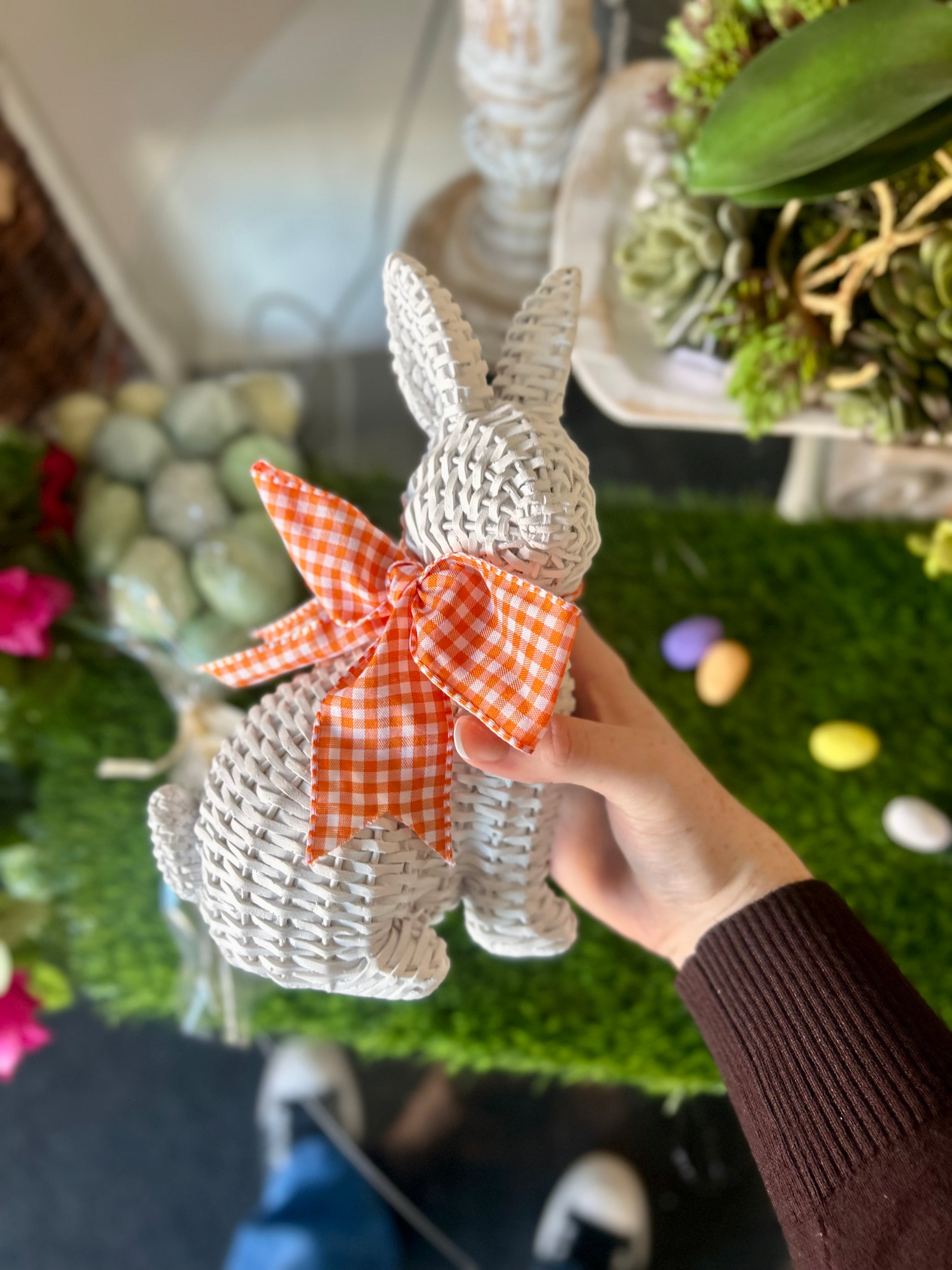 Easter/Spring Collection: White Wicker Bunnies Set of 2