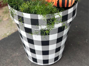 Black and White Check Outdoor Pot