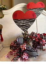 Load image into Gallery viewer, Valentines Day: Chocolate Dipped Metal Heart with White Drizzle Outdoor Stake
