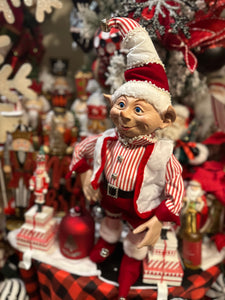 Posable Red & White Elf 22” with Bells