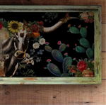 Load image into Gallery viewer, Rustic Boho Longhorn Art with Distressed Green Frame 18”x36”
