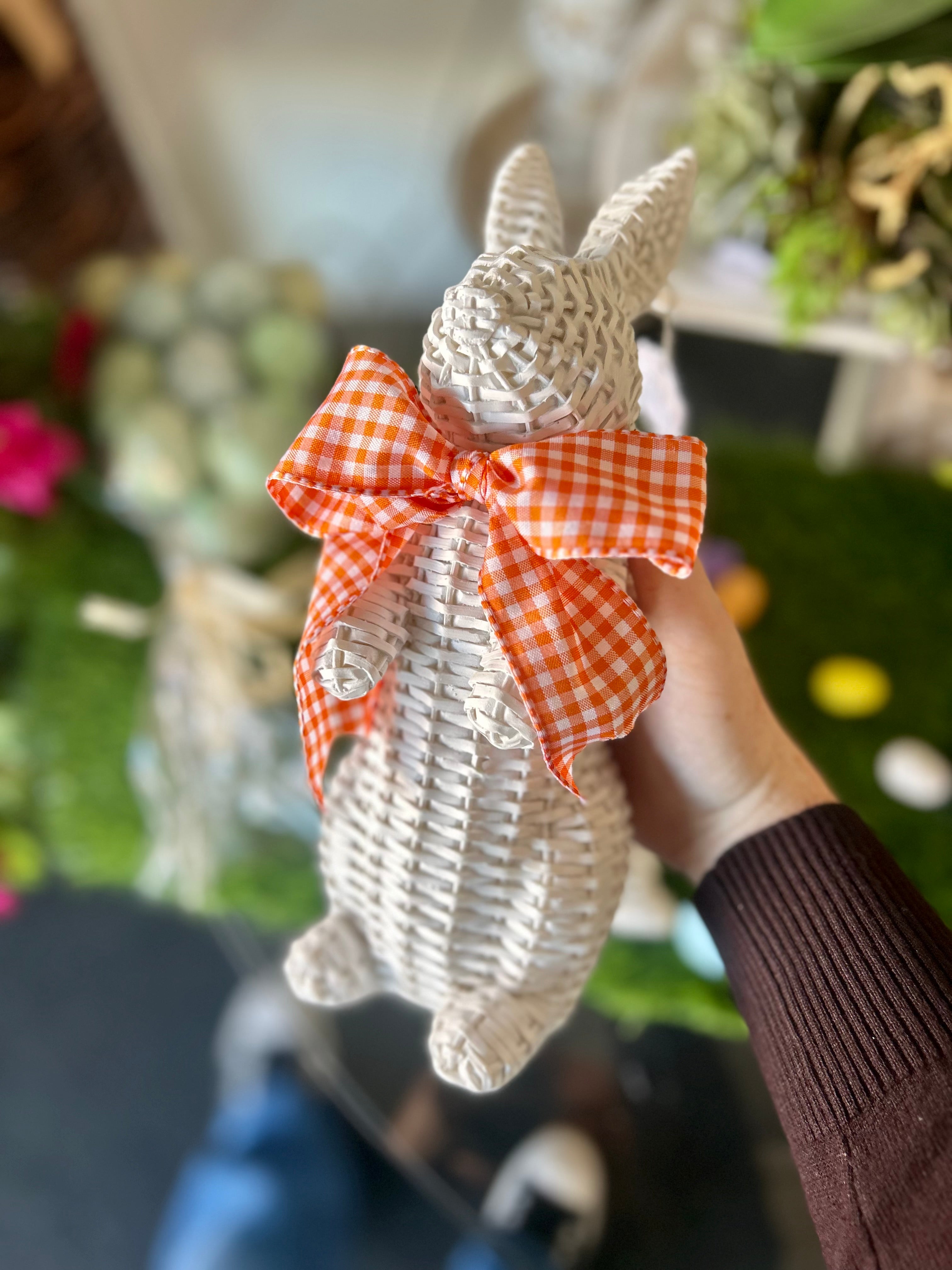 Easter/Spring Collection: White Wicker Bunnies Set of 2