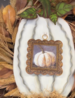 Load image into Gallery viewer, White Pumpkin with Gold Frame Scallop Mini Print
