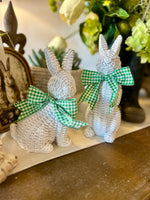 Load image into Gallery viewer, Easter/Spring Collection: White Wicker Bunnies Set of 2
