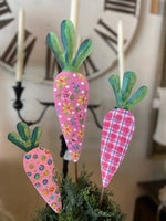 Load image into Gallery viewer, Set of 3 Pink Patterned Carrots Outdoor Stake
