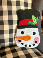 Load image into Gallery viewer, Snowman Shaped Hooked Christmas Pillow
