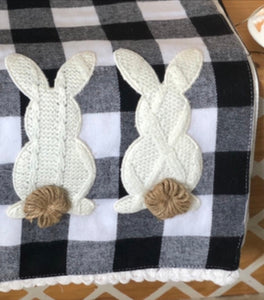 Black & White Check Bunny Table Runner