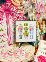 Load image into Gallery viewer, Nutcrackers in Blue, White, &amp; Green Topiary Mini Print
