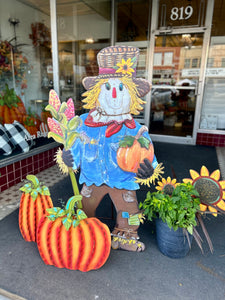 Large Metal Scarecrow with Easel Fall Harvest Porch & Garden Decor