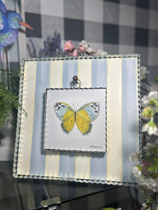 Yellow Butterfly Galvanized Framed Mini Pic