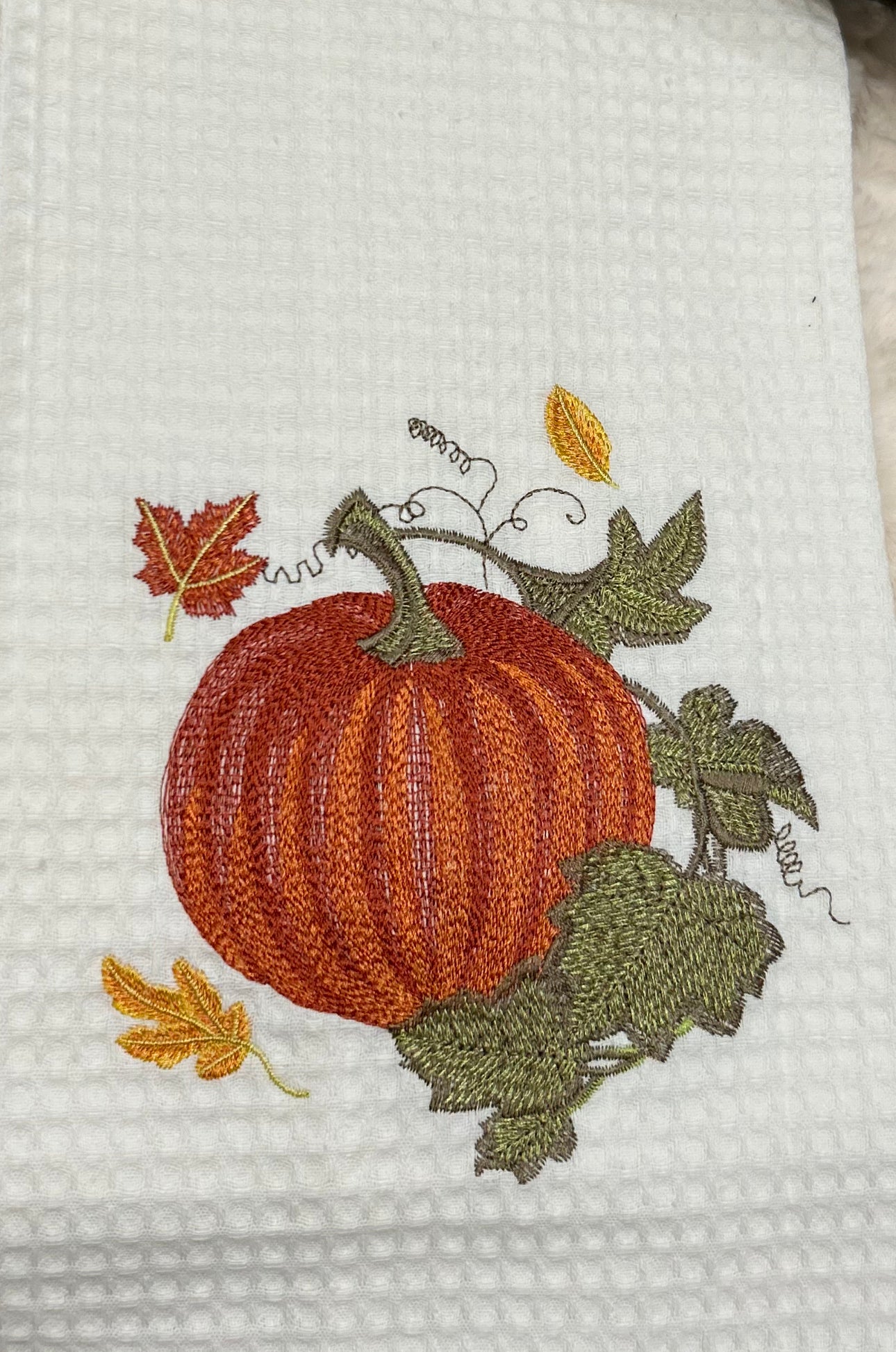 Orange Pumpkin White Kitchen Towel Pack of 2