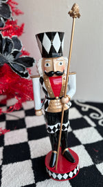 Load image into Gallery viewer, Black, Gold, and White Harlequin Soldier with Red Chest
