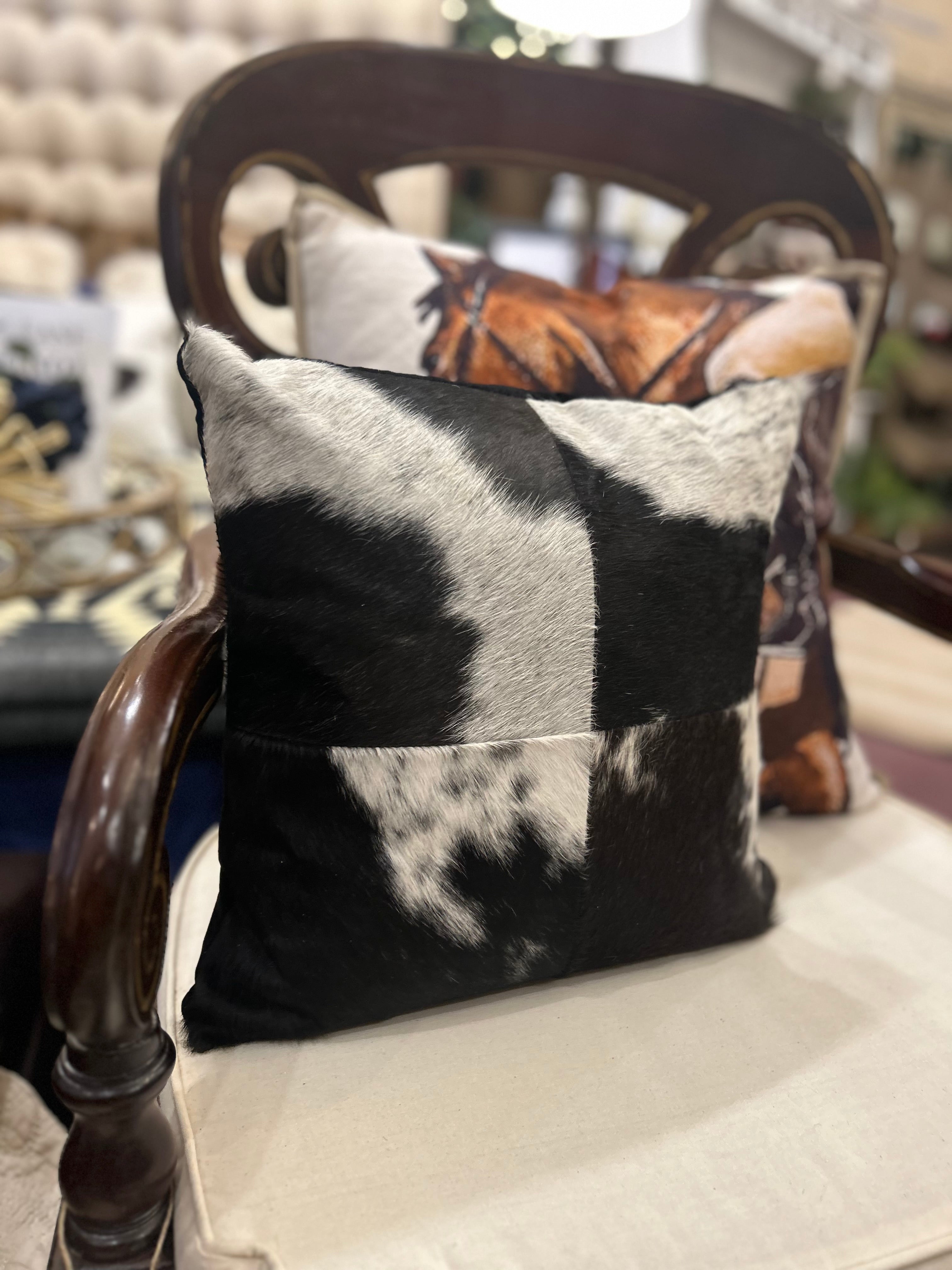 Cowhide Brown and White Pillow 16" with Form