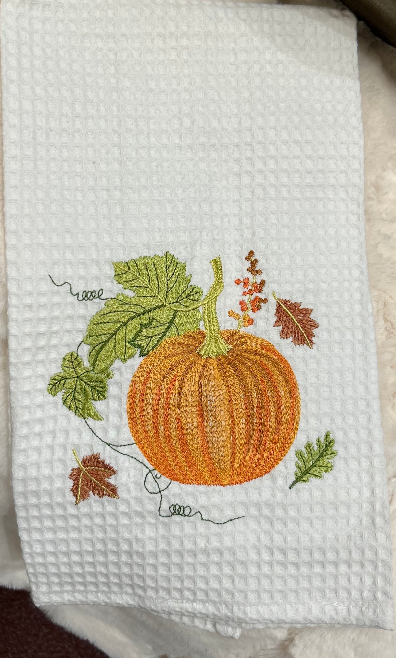 Orange Pumpkin White Kitchen Towel Pack of 2