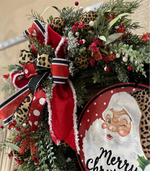 Load image into Gallery viewer, Leopard Santa Christmas Wreath with Black
