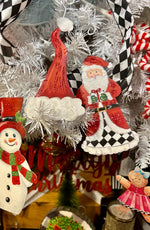 Load image into Gallery viewer, Santa Claus Harlequin Metal Ornament
